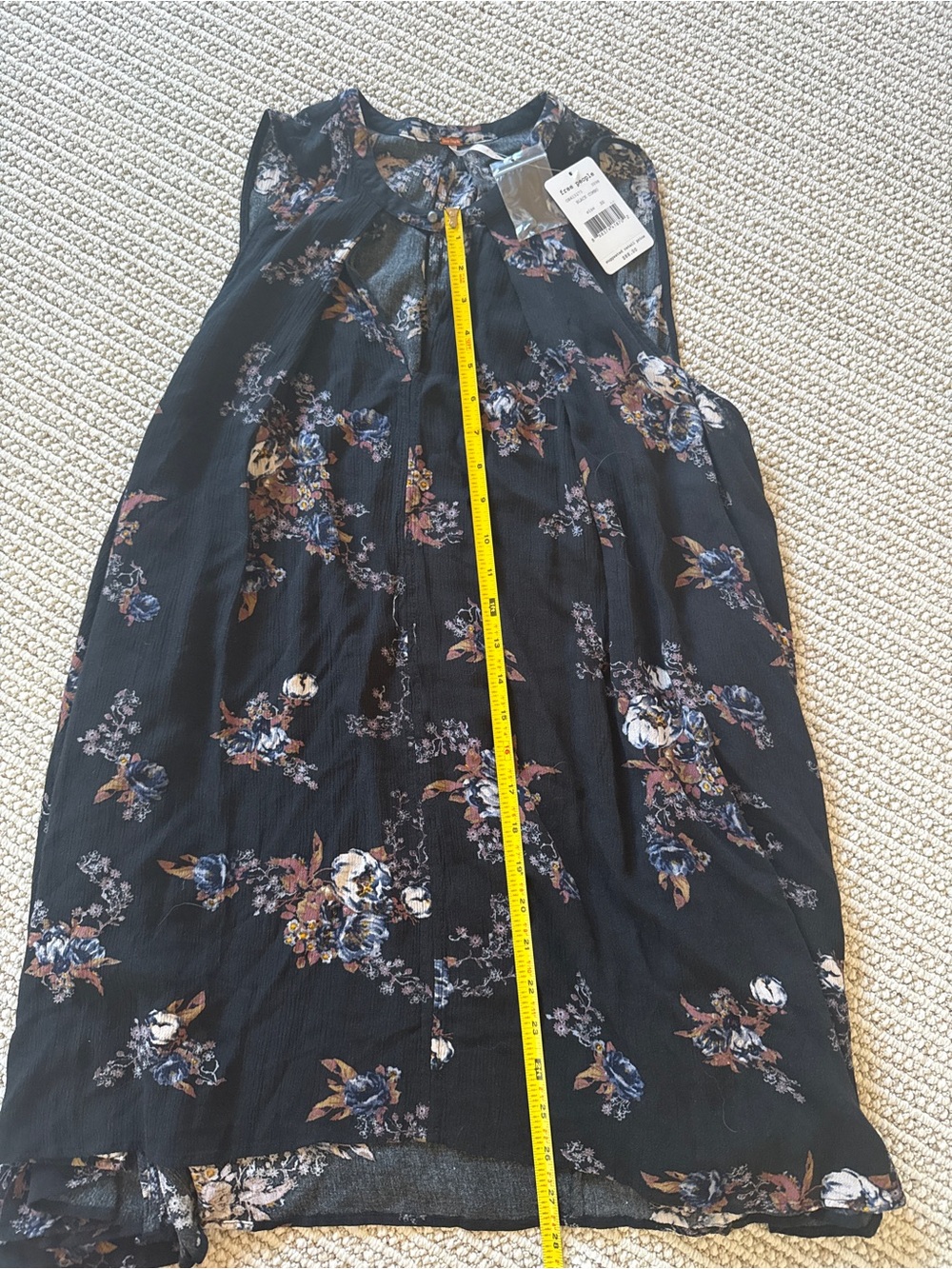 Free People Black Floral  Top